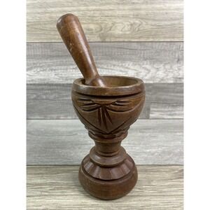 Vintage Wood‎ Pestle and Mortar Grinder Herb Spice Crusher Hand Carved